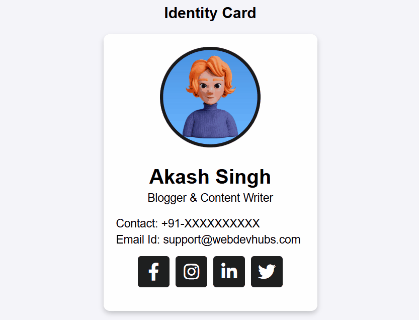 Identity Card Design HTML and CSS